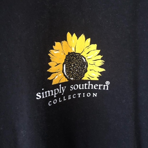 Simply Southern Long Sleeve Tee T Shirt Sz M Black Sunflower Blessed Spell out - Picture 3 of 5